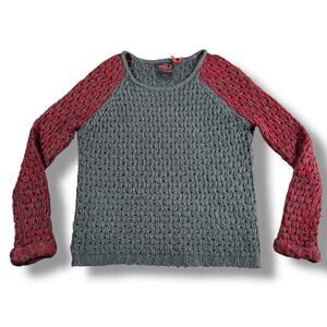 Yoki Women’s Chunky Knit Sweater Marled Red Gray Long Sleeve Pullover Sz M Soft